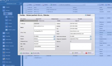 Evidencija osnovnih informacija o tvrtkama unutar adresara softCRM programa